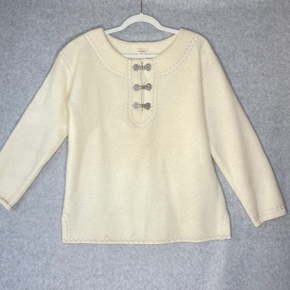 Sundance Cream Merino Wool Crew Neck Sweater Women's Medium